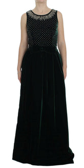 Dolce & Gabbana Green Velvet Crystal Long Maxi Dress -   -  Dolce & Gabbana.